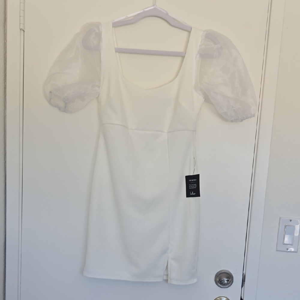 Lulu's White Puff Sleeve Dress